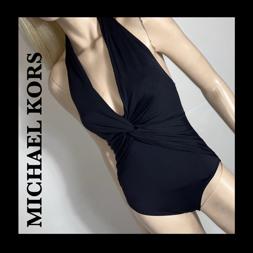 Michael Kors Black Twist One Piece Swimsuit